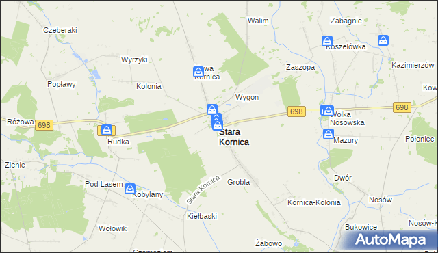 mapa Stara Kornica, Stara Kornica na mapie Targeo