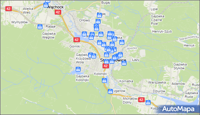 mapa Starachowic, Starachowice na mapie Targeo