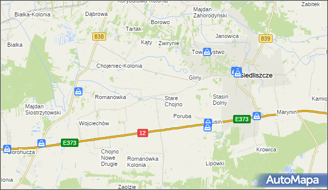 mapa Stare Chojno, Stare Chojno na mapie Targeo