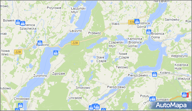 mapa Stare Czaple gmina Stężyca, Stare Czaple gmina Stężyca na mapie Targeo