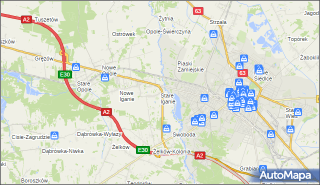 mapa Stare Iganie, Stare Iganie na mapie Targeo