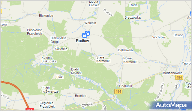 mapa Stare Karmonki, Stare Karmonki na mapie Targeo