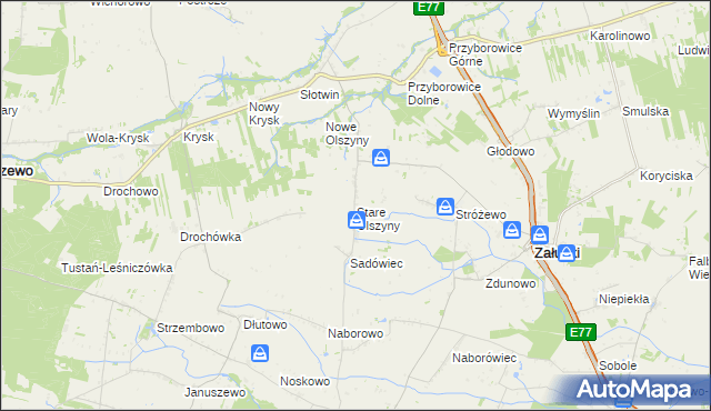 mapa Stare Olszyny, Stare Olszyny na mapie Targeo