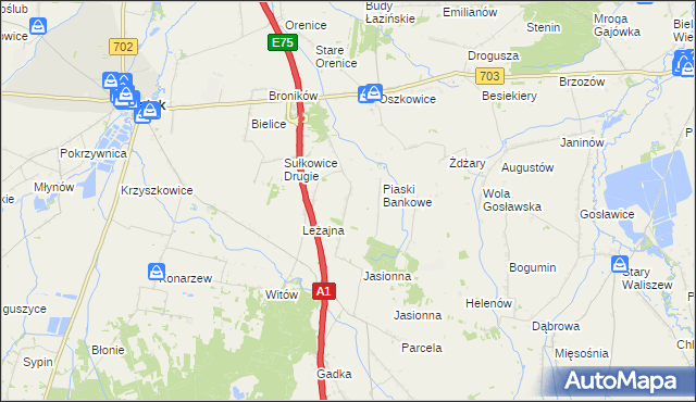 mapa Stare Piaski gmina Bielawy, Stare Piaski gmina Bielawy na mapie Targeo