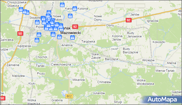 mapa Stare Zakole, Stare Zakole na mapie Targeo