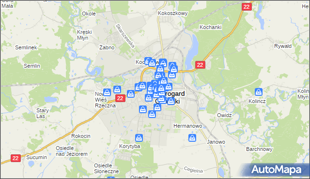 mapa Starogard Gdański, Starogard Gdański na mapie Targeo