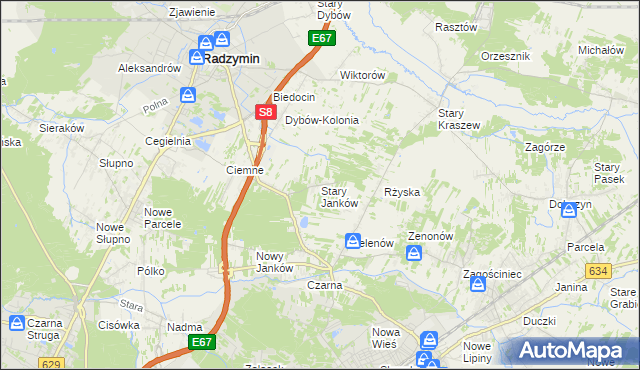 mapa Stary Janków, Stary Janków na mapie Targeo