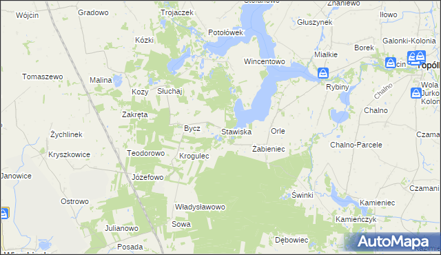 mapa Stawiska gmina Piotrków Kujawski, Stawiska gmina Piotrków Kujawski na mapie Targeo