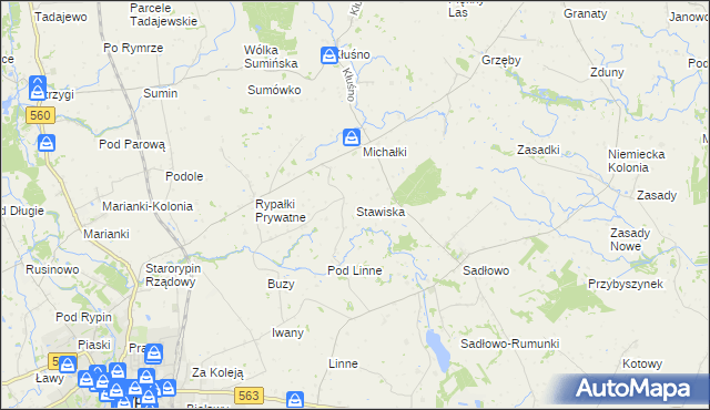 mapa Stawiska gmina Rypin, Stawiska gmina Rypin na mapie Targeo