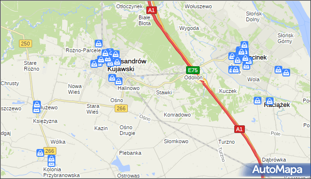 mapa Stawki gmina Aleksandrów Kujawski, Stawki gmina Aleksandrów Kujawski na mapie Targeo