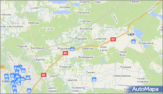 mapa Stefanów gmina Gostynin, Stefanów gmina Gostynin na mapie Targeo