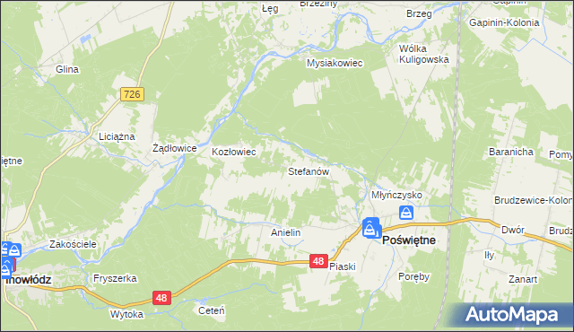 mapa Stefanów gmina Poświętne, Stefanów gmina Poświętne na mapie Targeo