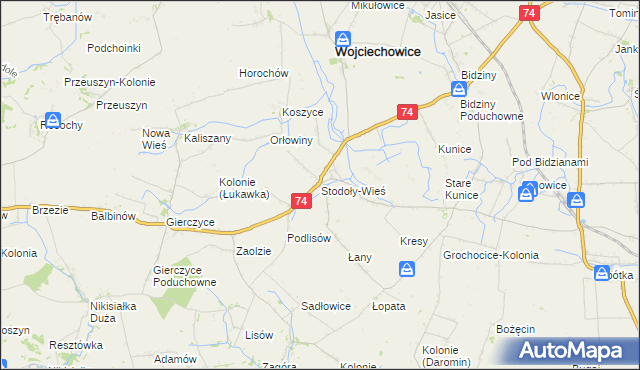 mapa Stodoły-Wieś, Stodoły-Wieś na mapie Targeo