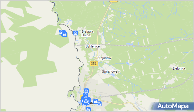 mapa Stojanów gmina Pieńsk, Stojanów gmina Pieńsk na mapie Targeo