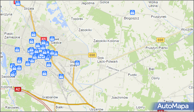 mapa Stok Lacki-Folwark, Stok Lacki-Folwark na mapie Targeo