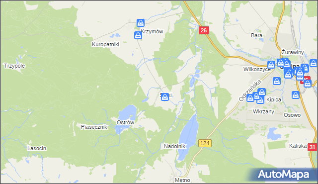 mapa Stoki gmina Chojna, Stoki gmina Chojna na mapie Targeo