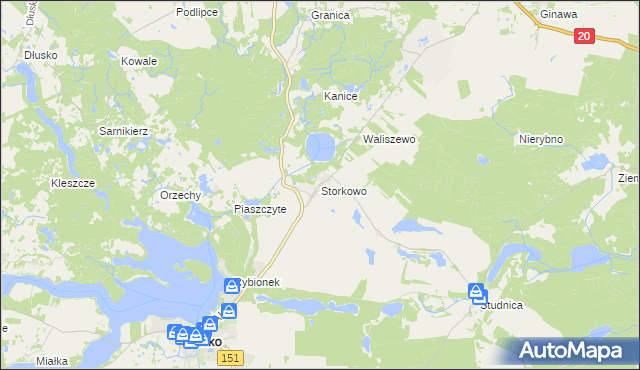mapa Storkowo gmina Ińsko, Storkowo gmina Ińsko na mapie Targeo
