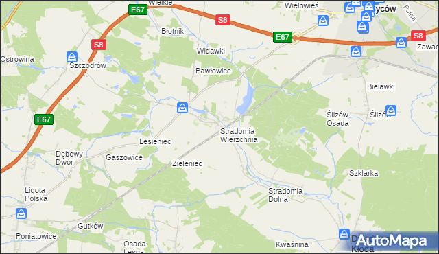 mapa Stradomia Wierzchnia, Stradomia Wierzchnia na mapie Targeo