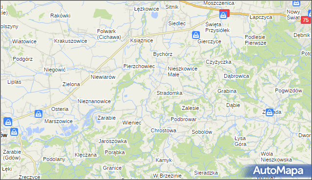 mapa Stradomka, Stradomka na mapie Targeo