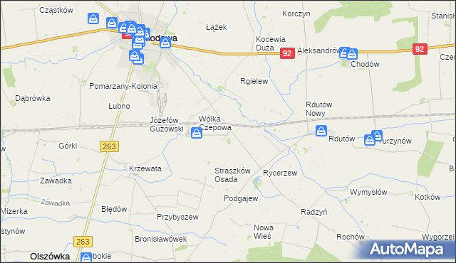 mapa Straszków gmina Kłodawa, Straszków gmina Kłodawa na mapie Targeo