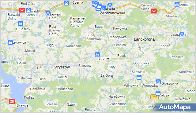 mapa Stronie gmina Stryszów, Stronie gmina Stryszów na mapie Targeo