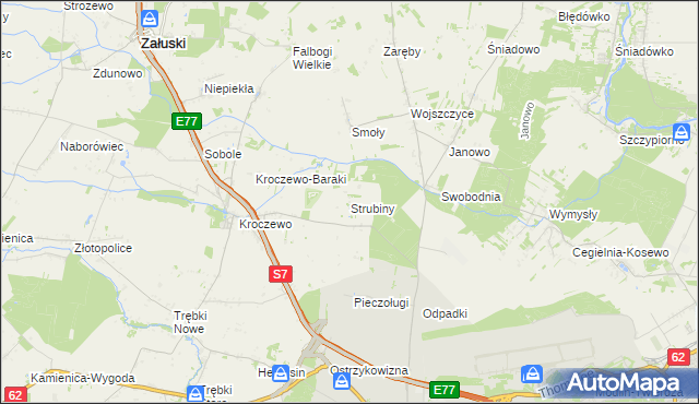 mapa Strubiny gmina Zakroczym, Strubiny gmina Zakroczym na mapie Targeo