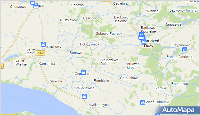 mapa Strupczewo Duże, Strupczewo Duże na mapie Targeo