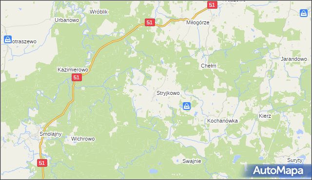 mapa Stryjkowo, Stryjkowo na mapie Targeo