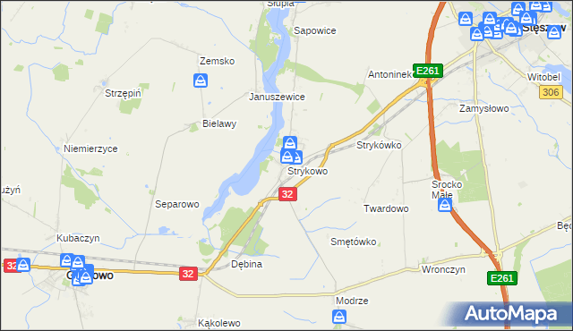 mapa Strykowo, Strykowo na mapie Targeo
