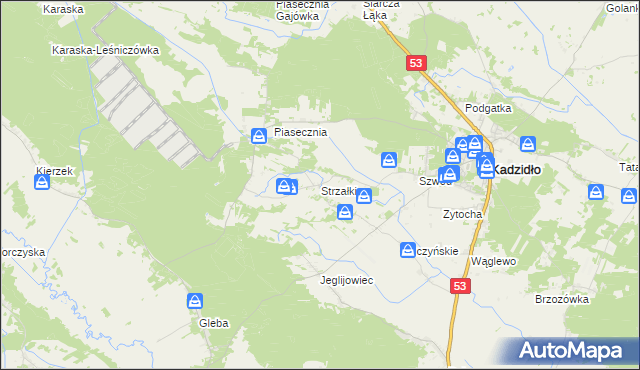 mapa Strzałki gmina Kadzidło, Strzałki gmina Kadzidło na mapie Targeo