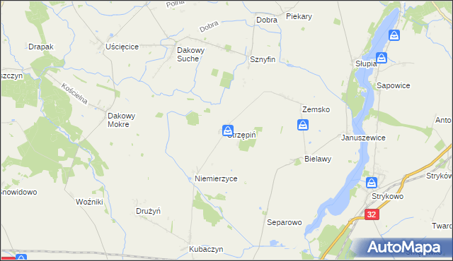 mapa Strzępiń, Strzępiń na mapie Targeo