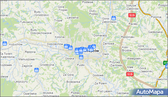 mapa Strzyżów, Strzyżów na mapie Targeo