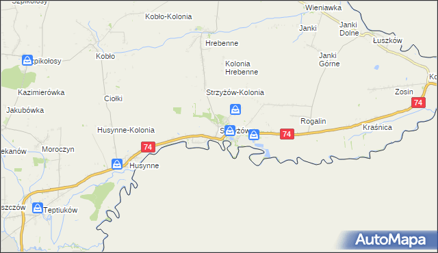 mapa Strzyżów gmina Horodło, Strzyżów gmina Horodło na mapie Targeo