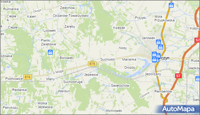 mapa Suchodół gmina Tarczyn, Suchodół gmina Tarczyn na mapie Targeo