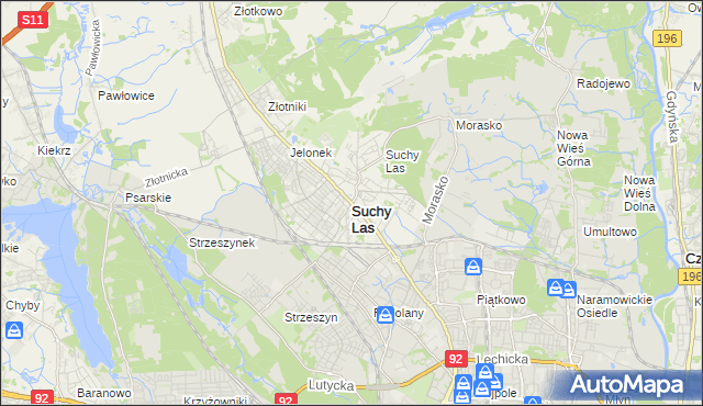 mapa Suchy Las powiat poznański, Suchy Las powiat poznański na mapie Targeo