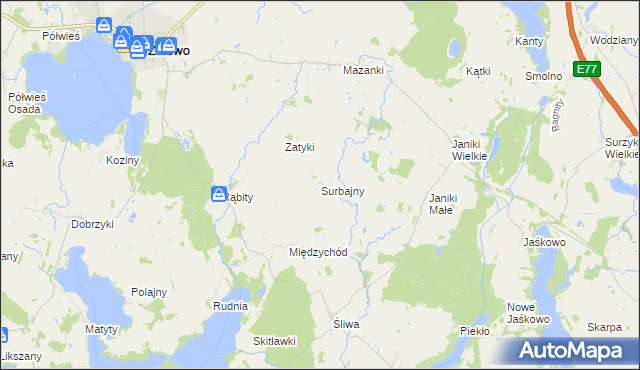 mapa Surbajny, Surbajny na mapie Targeo