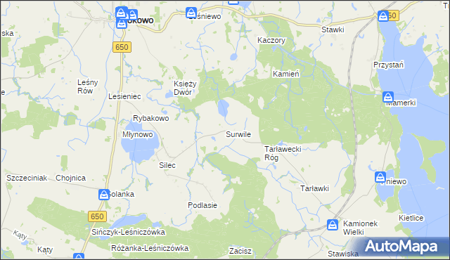 mapa Surwile, Surwile na mapie Targeo