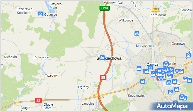 mapa Święciechowa, Święciechowa na mapie Targeo