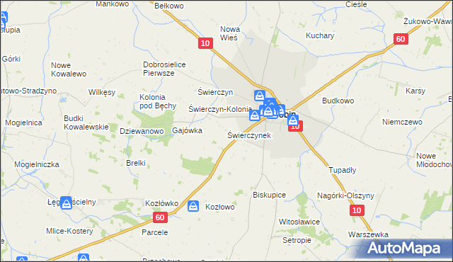 mapa Świerczynek gmina Drobin, Świerczynek gmina Drobin na mapie Targeo