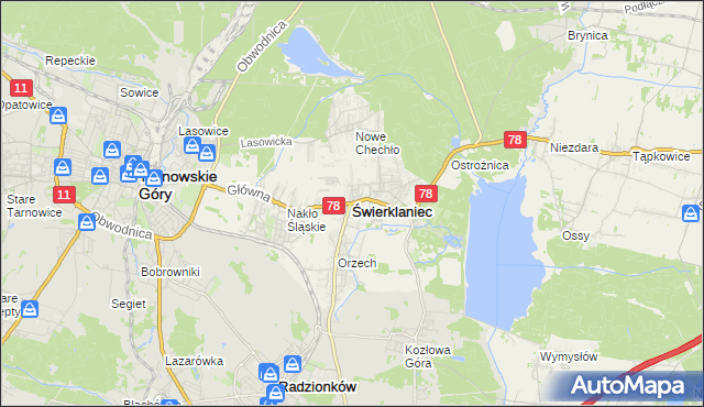 mapa Świerklaniec, Świerklaniec na mapie Targeo