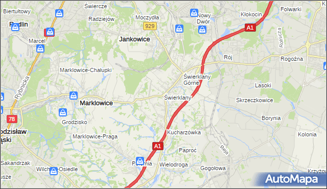 mapa Świerklany, Świerklany na mapie Targeo