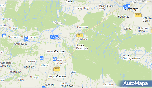 mapa Święta Katarzyna gmina Bodzentyn, Święta Katarzyna gmina Bodzentyn na mapie Targeo