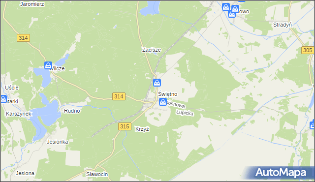 mapa Świętno gmina Wolsztyn, Świętno gmina Wolsztyn na mapie Targeo