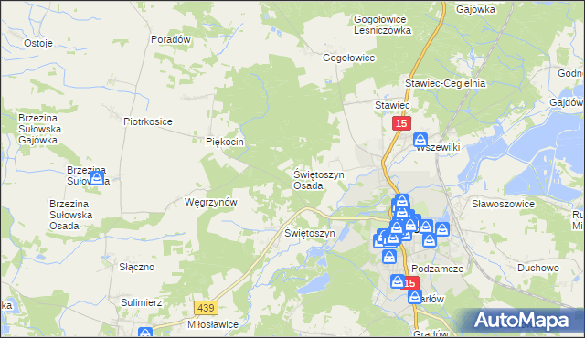 mapa Świętoszyn Osada, Świętoszyn Osada na mapie Targeo