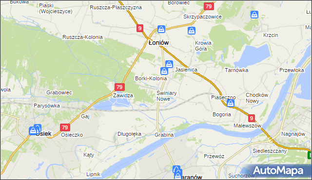 mapa Świniary Nowe, Świniary Nowe na mapie Targeo
