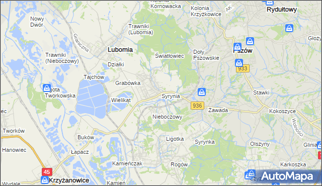 mapa Syrynia, Syrynia na mapie Targeo