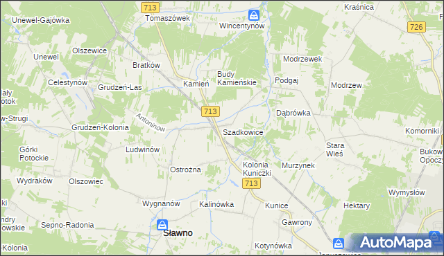 mapa Szadkowice gmina Sławno, Szadkowice gmina Sławno na mapie Targeo