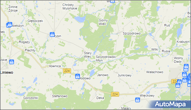 mapa Szczodrowski Młyn, Szczodrowski Młyn na mapie Targeo