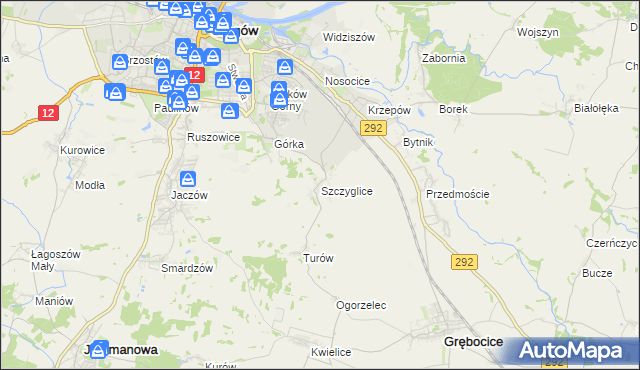 mapa Szczyglice gmina Głogów, Szczyglice gmina Głogów na mapie Targeo