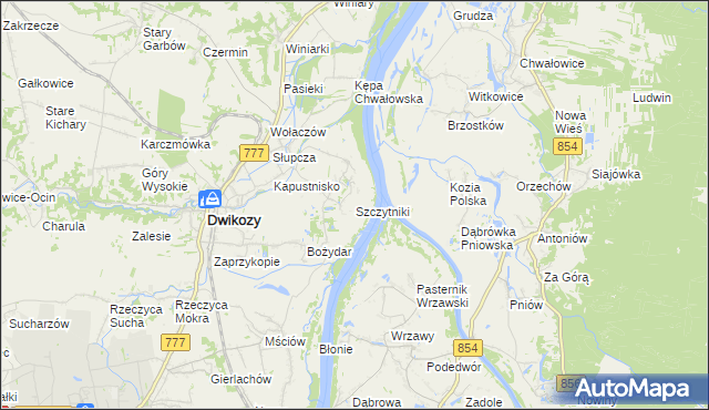 mapa Szczytniki gmina Dwikozy, Szczytniki gmina Dwikozy na mapie Targeo